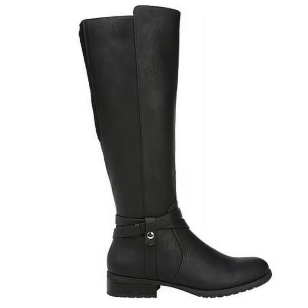 NEW Life Stride Xtrovert Knee High Riding Boot Black Faux Leather Size 6